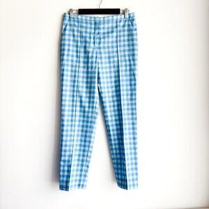 Nina Ricci Blue Plaid Wool Blend Lightweight Pants 38/S
